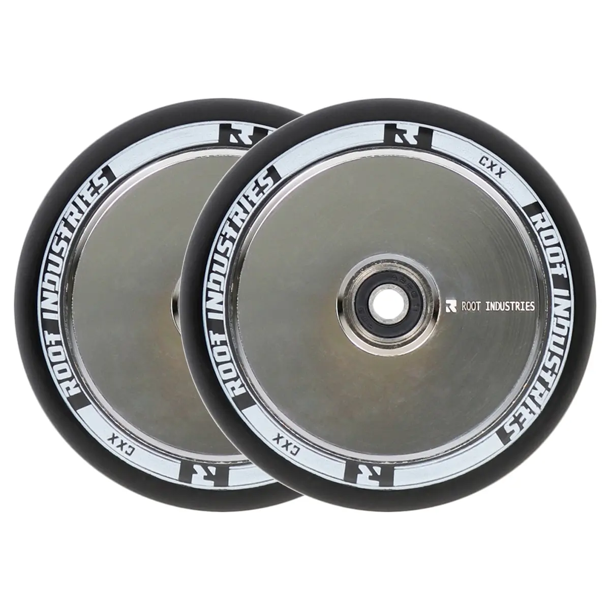 Root Air Scooter Wheels - 120Mm - Black On Mirror - Pair 1