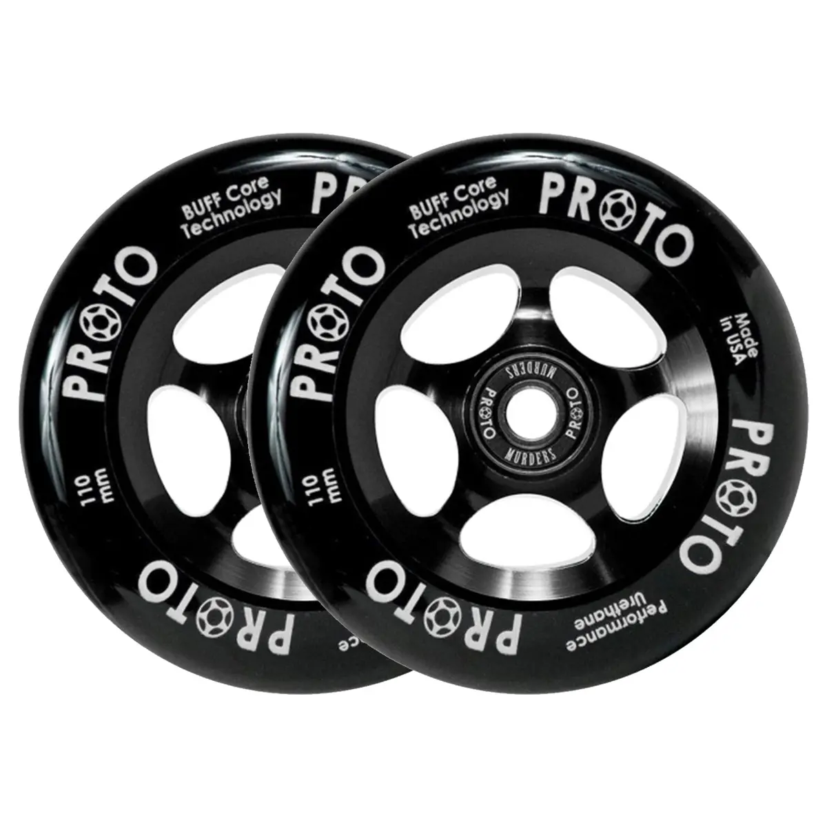 Proto Slider Spoked Wheels - 110Mm - Black On Black - Pair 1