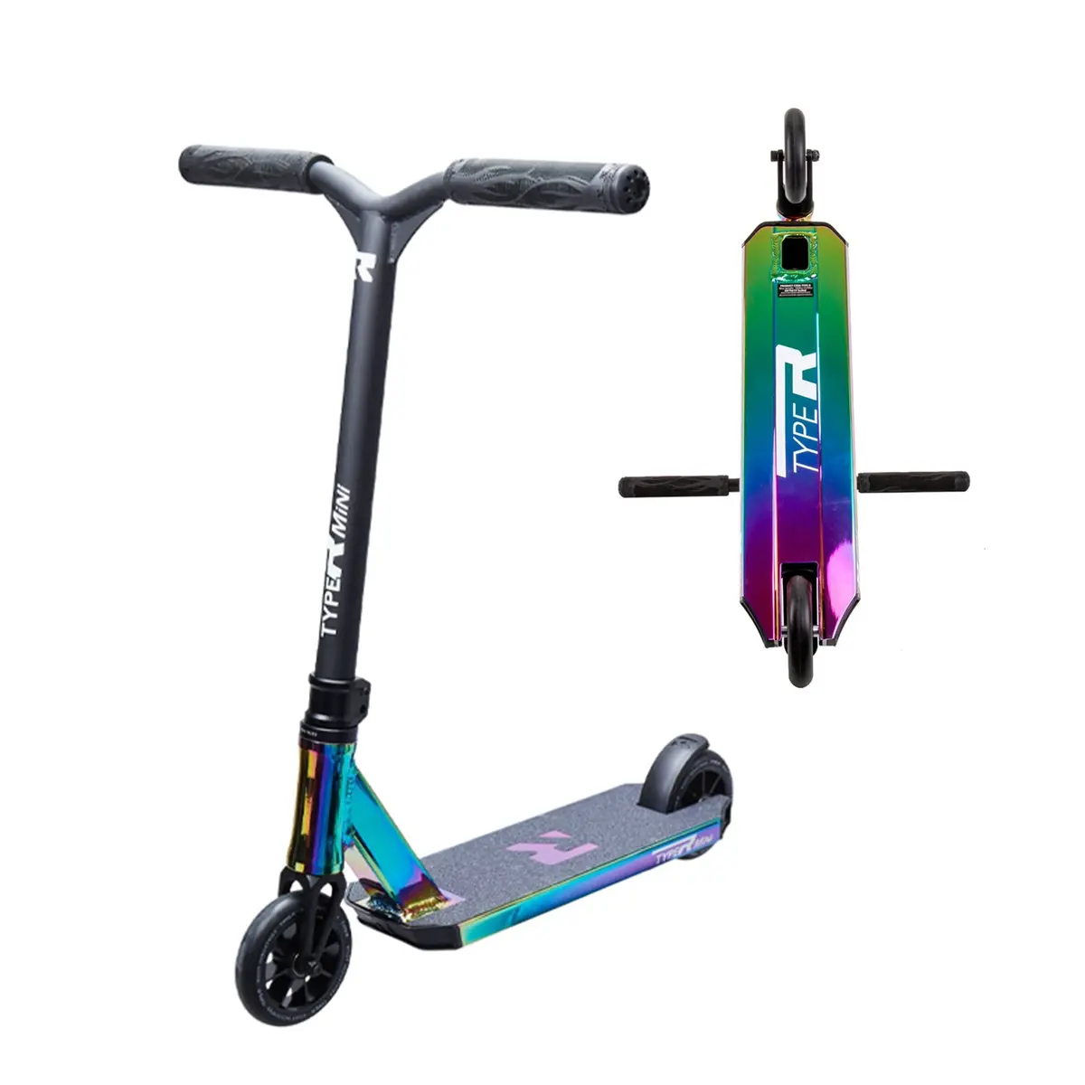 Root Industries Type R Mini Complete Scooter - Black / Oil Slick 1