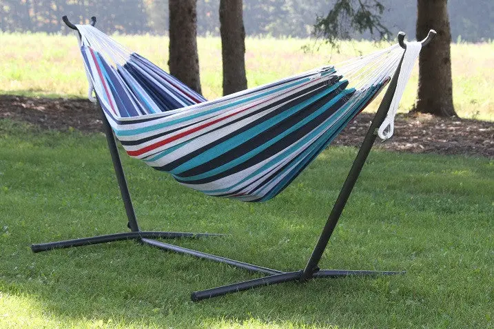 Uhsdo9-12 Double Cotton Hammock With Stand (9Ft) Color: Denim 1