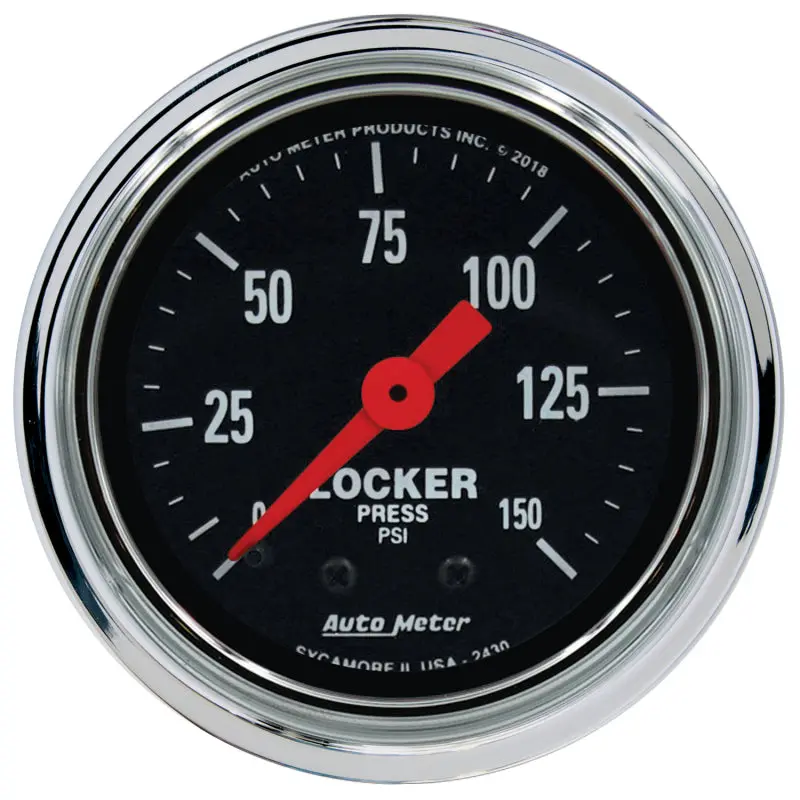 Autometer Traditional Chrome 2-1/16In 150 Psi Mechanical Air Locker Gauge 1