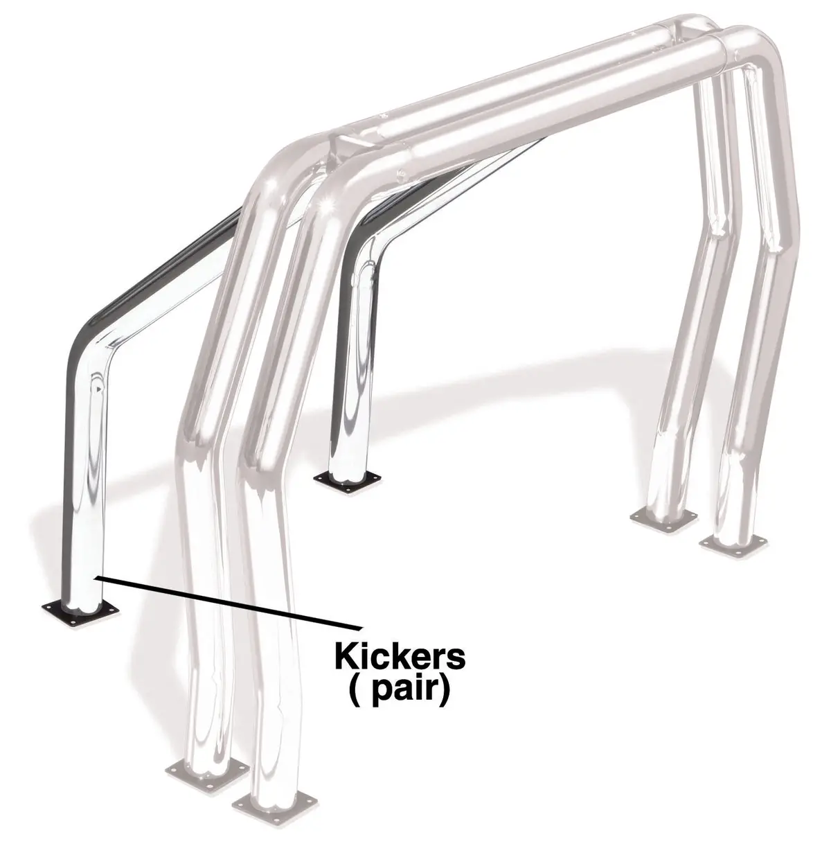 Bed Bar Component - Pair Of Kickers (Between Wheel Wells) - Chrome 1