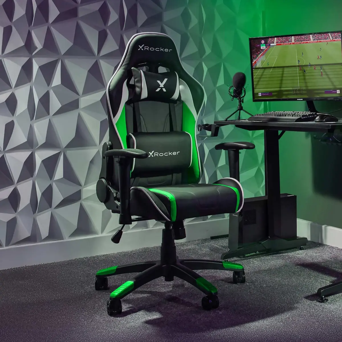 Agility Compact Ergonomic Esports Gaming Chair For Juniors - Black / Green 1