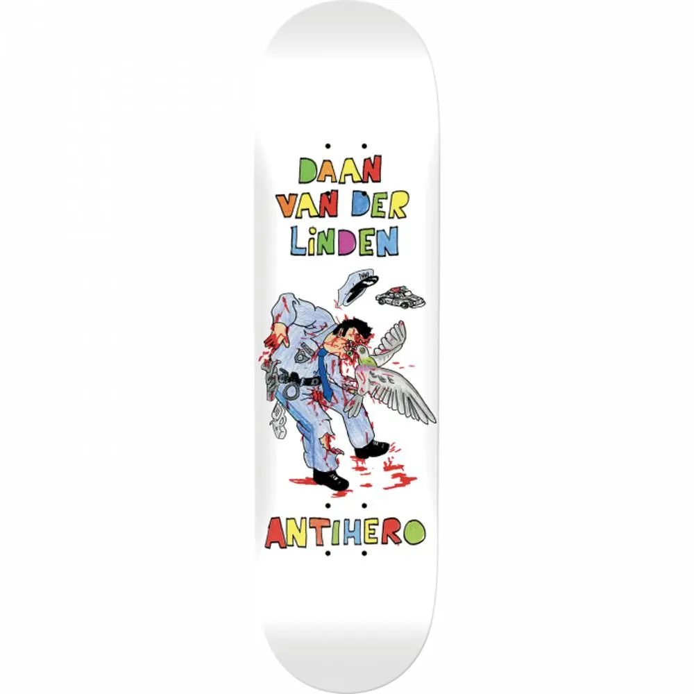 Antihero Pigeon Vision Van Der Linden 8.38" White Skateboard Deck 1