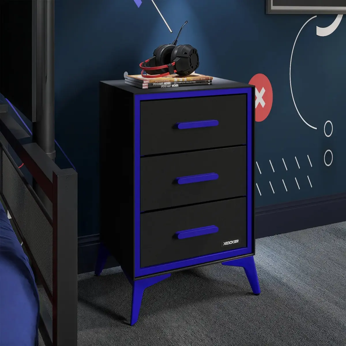 Arcane Canvas Storage Chest Of 3 Drawers - Black / Blue 1