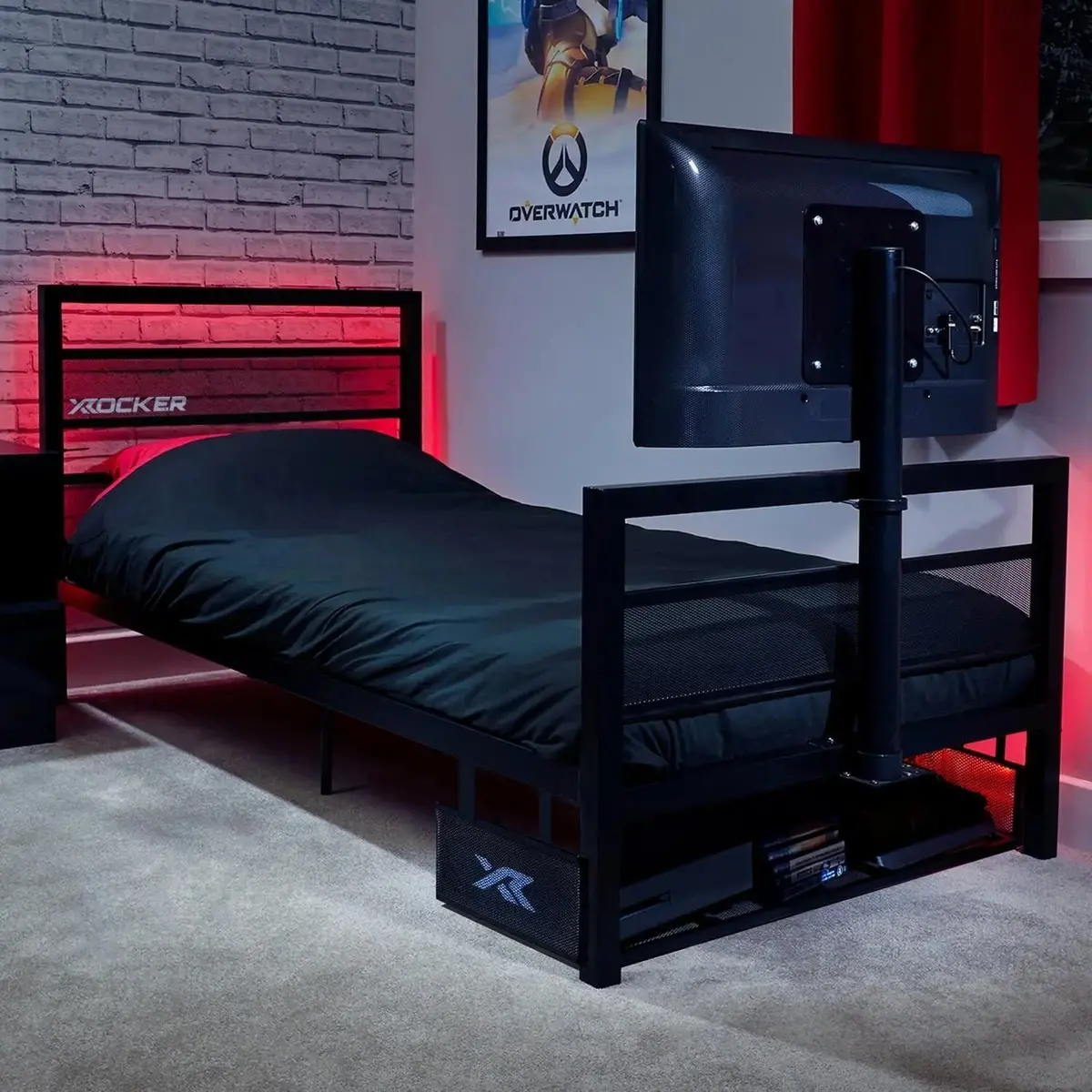 Basecamp Rgb Single Led Gaming Tv Bed - Black 1