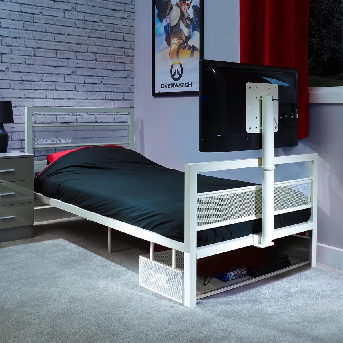 Basecamp Single Gaming Tv Bed - White 1