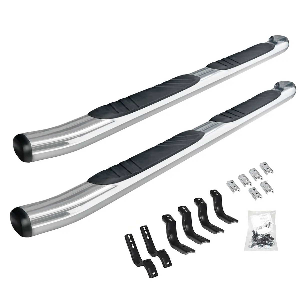 5" Oe Xtreme Composite Side Steps With Mounting Brackets Kit - Chrome 1