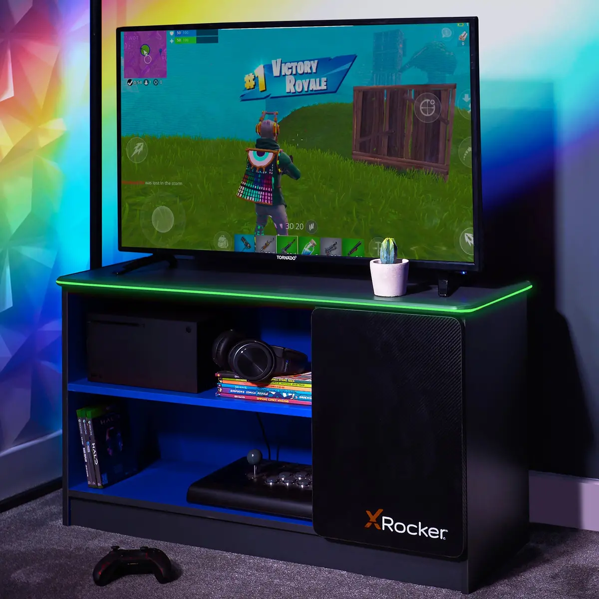 Carbon-Tek Led Tv Media Unit - Grey / Blue Rgb 1