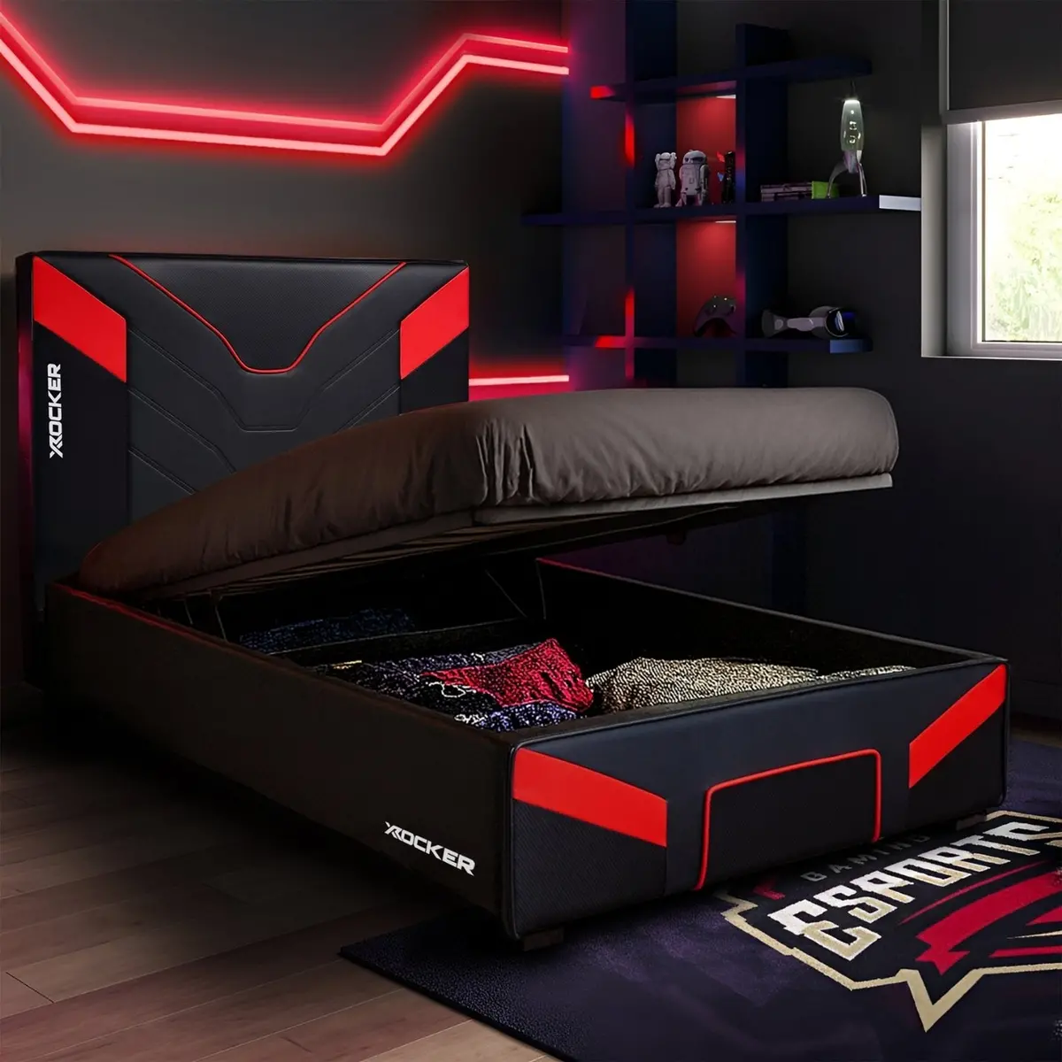 Cerberus Mkii Ottoman Gaming Bed - Carbon Red (3 Sizes) 1