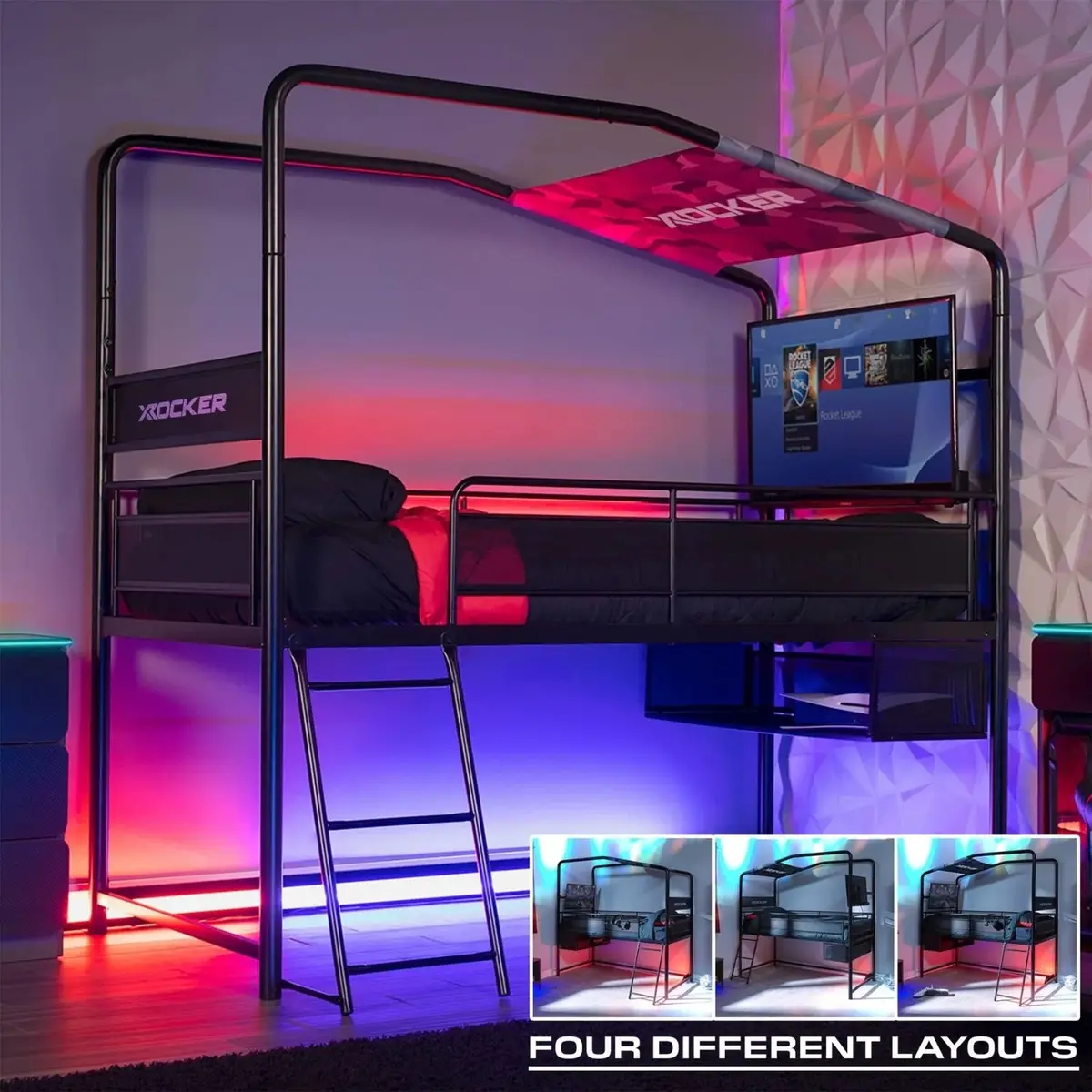 Contra Mid Sleeper Bunk Tv Gaming Bed - Black 1