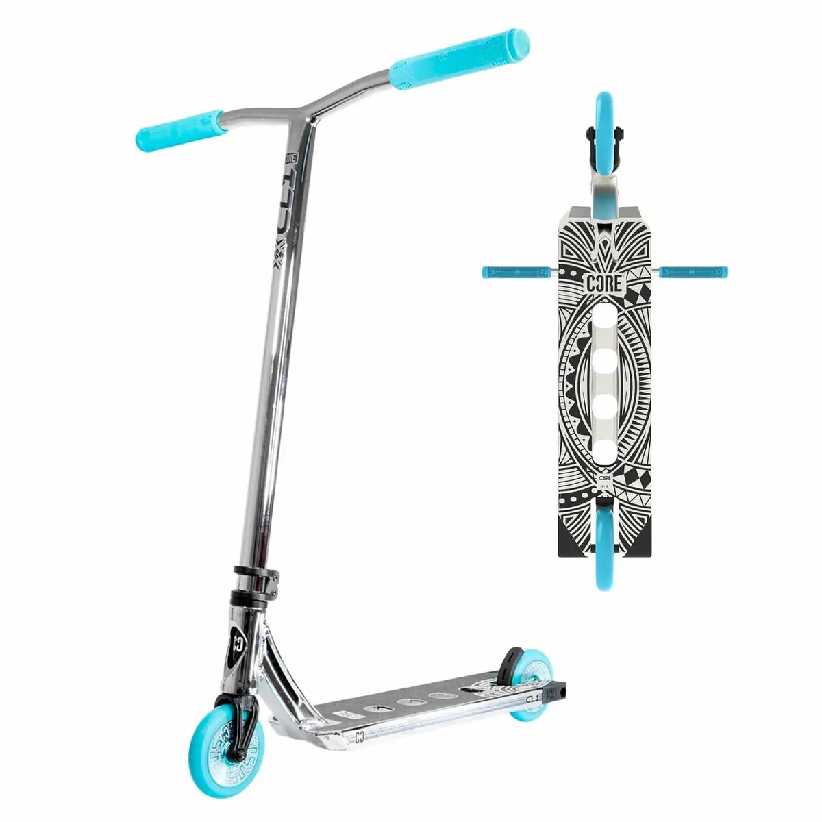 Core Cl1 Complete Scooter - Chrome / Teal 1