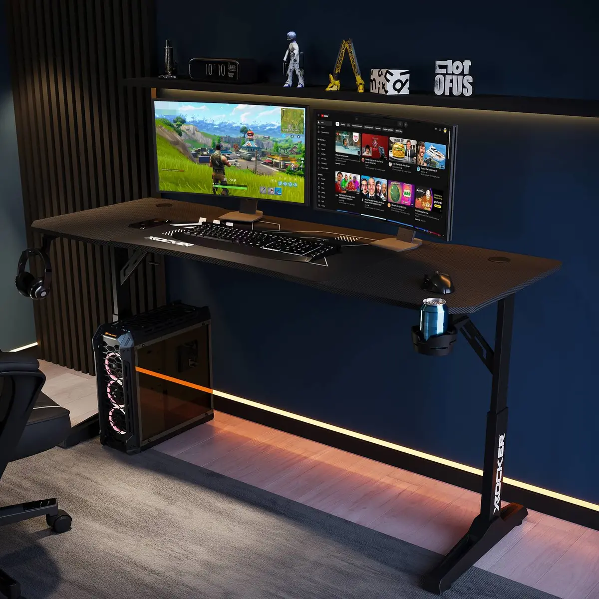 Cougar Xl 160Cm Height Adjustable Gaming Desk With Mousepad - Black 1