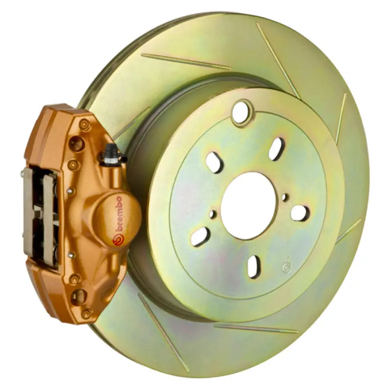 Brembo 08-14 Wrx Rear Gt Bbk 2 Piston Cast 2Pc 316 X20 1Pc Rotor Slotted Type1 - Gold 1