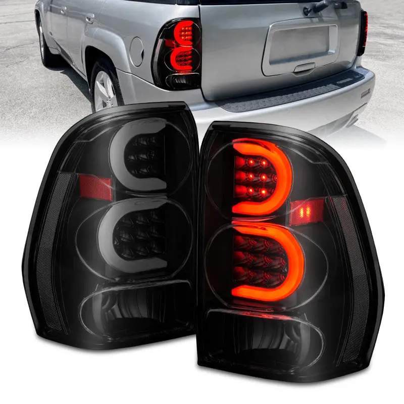 Anzo 2002-2009 Chevrolet Trailblazer Led Tail Lights W/ Light Bar Black Housing Smoke Lens 1