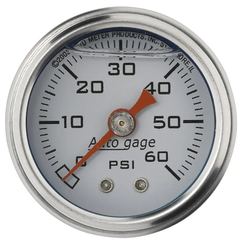 Autometer Autogage 1.5In Liquid Filled Mechanical 0-60 Psi Fuel Pressure Gauge - White 1