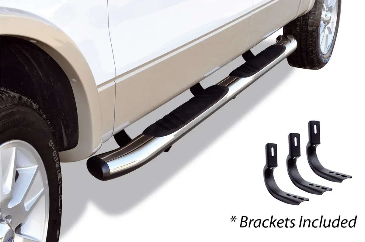 5" Oe Xtreme Composite Side Steps With Mounting Brackets Kit - Chrome 1