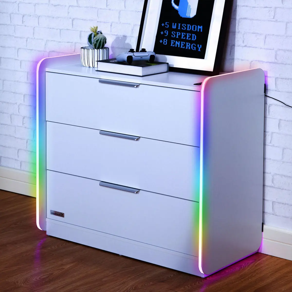 Electra Chest Of 3 Drawers With Neo Motion Sync™ App Controlled Led Lights - White 1