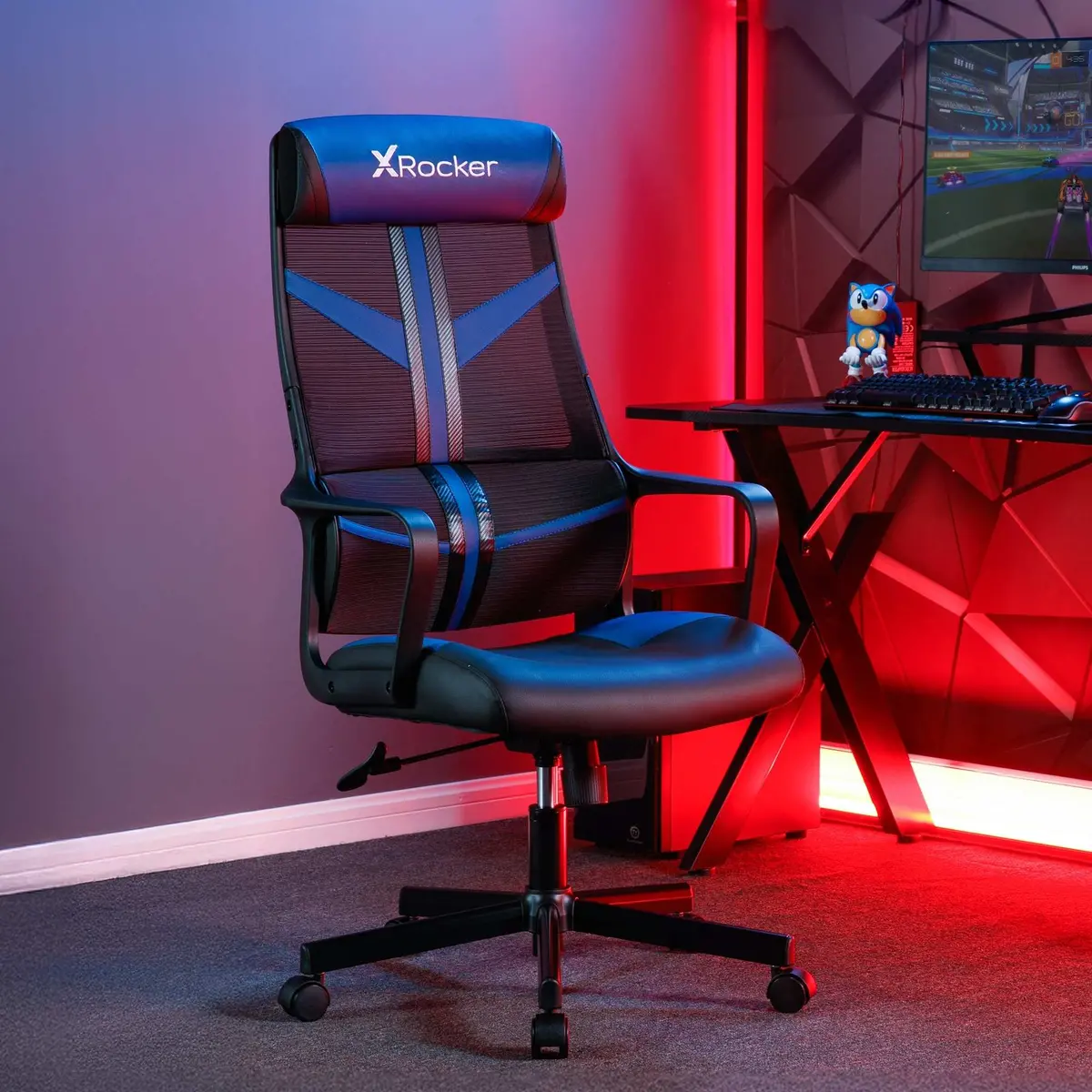 Helix Ergonomic Pc Office Mesh Gaming Chair - Black / Blue 1