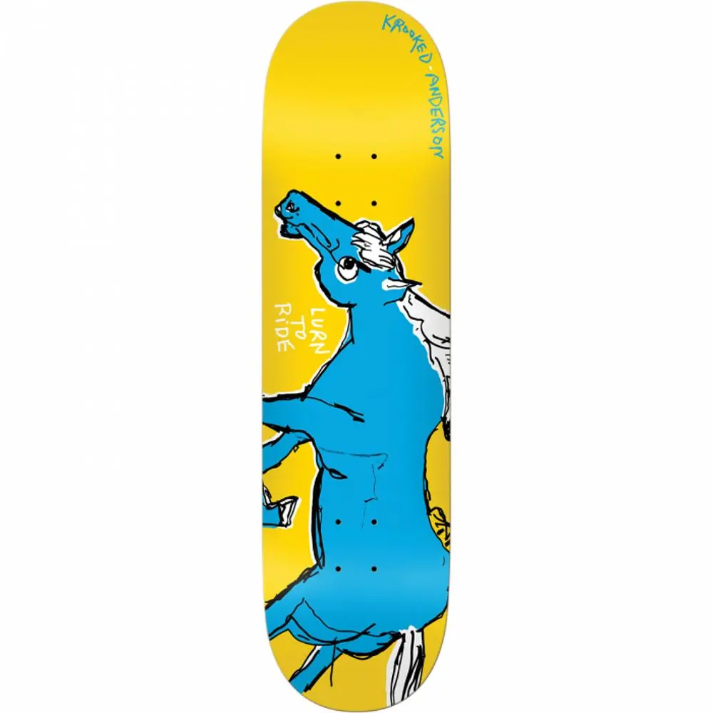 Krooked Anderson Lurn To Ride 8.5" Yellow Skateboard Deck 1