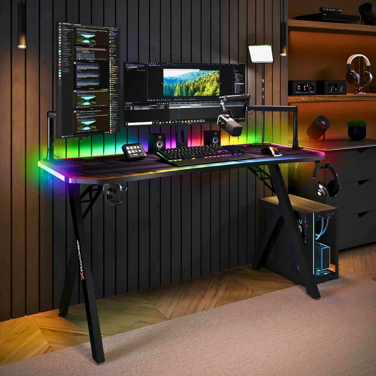 Xl Pro 140Cm Led Gaming Desk With Full Mousepad - Carbon Black Rgb 1