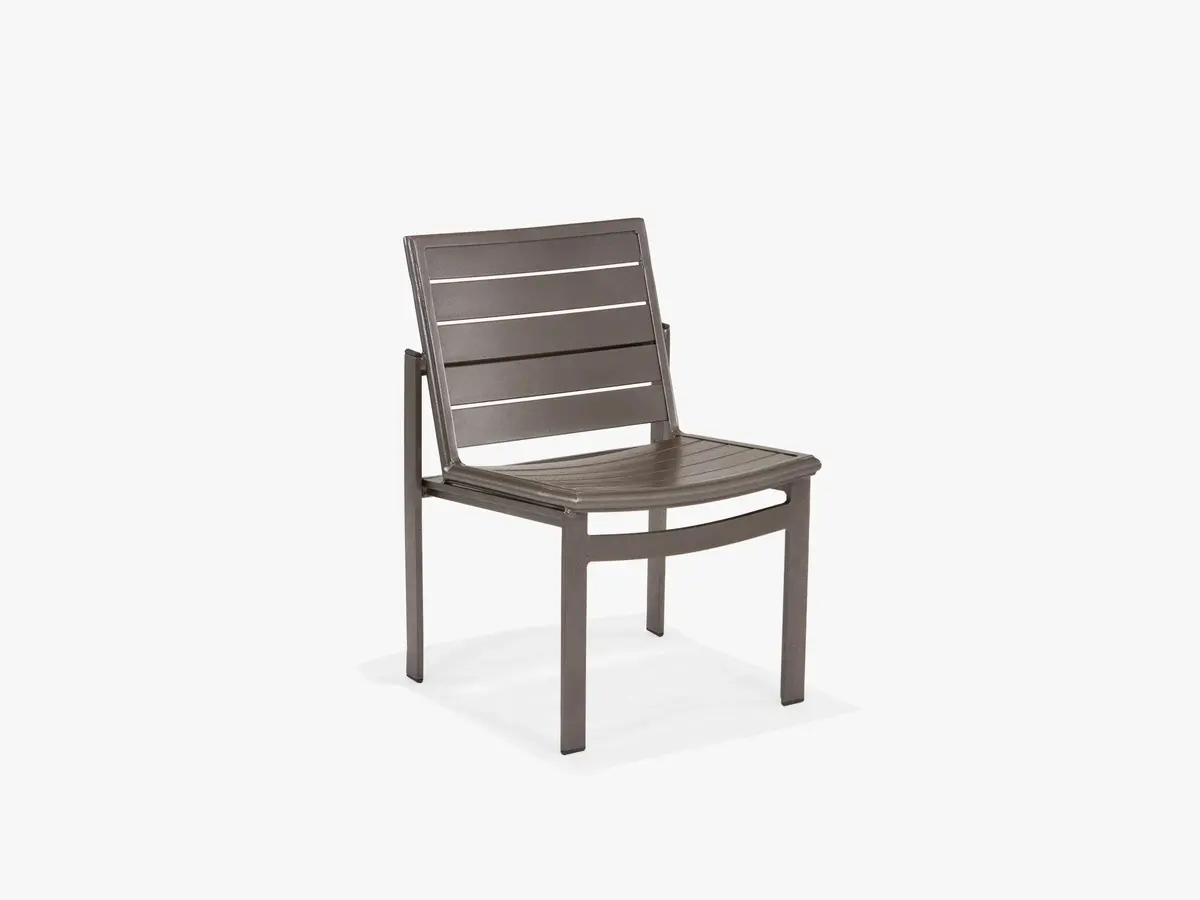 Meza Nesting Dining Chair Aluminum Slat Seat Without Arms 1