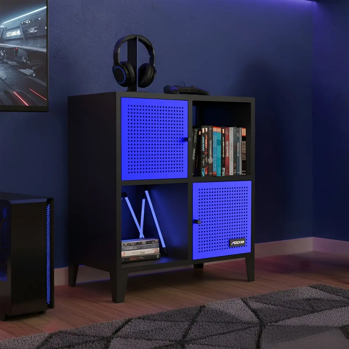 Mesh-Tek 4 Cube Square Storage Unit - Black / Blue 1