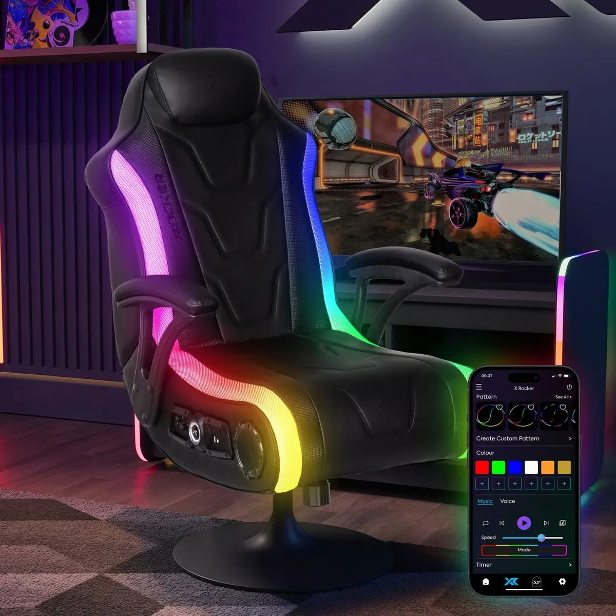 Monsoon Rgb 4.1 Audio Console Led Gaming Chair - Black 1