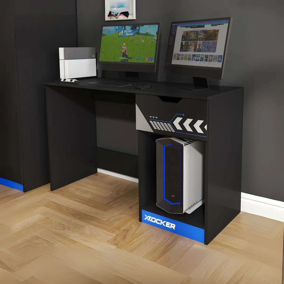 Octane 110Cm Gaming Desk With Drawer - Blue 1