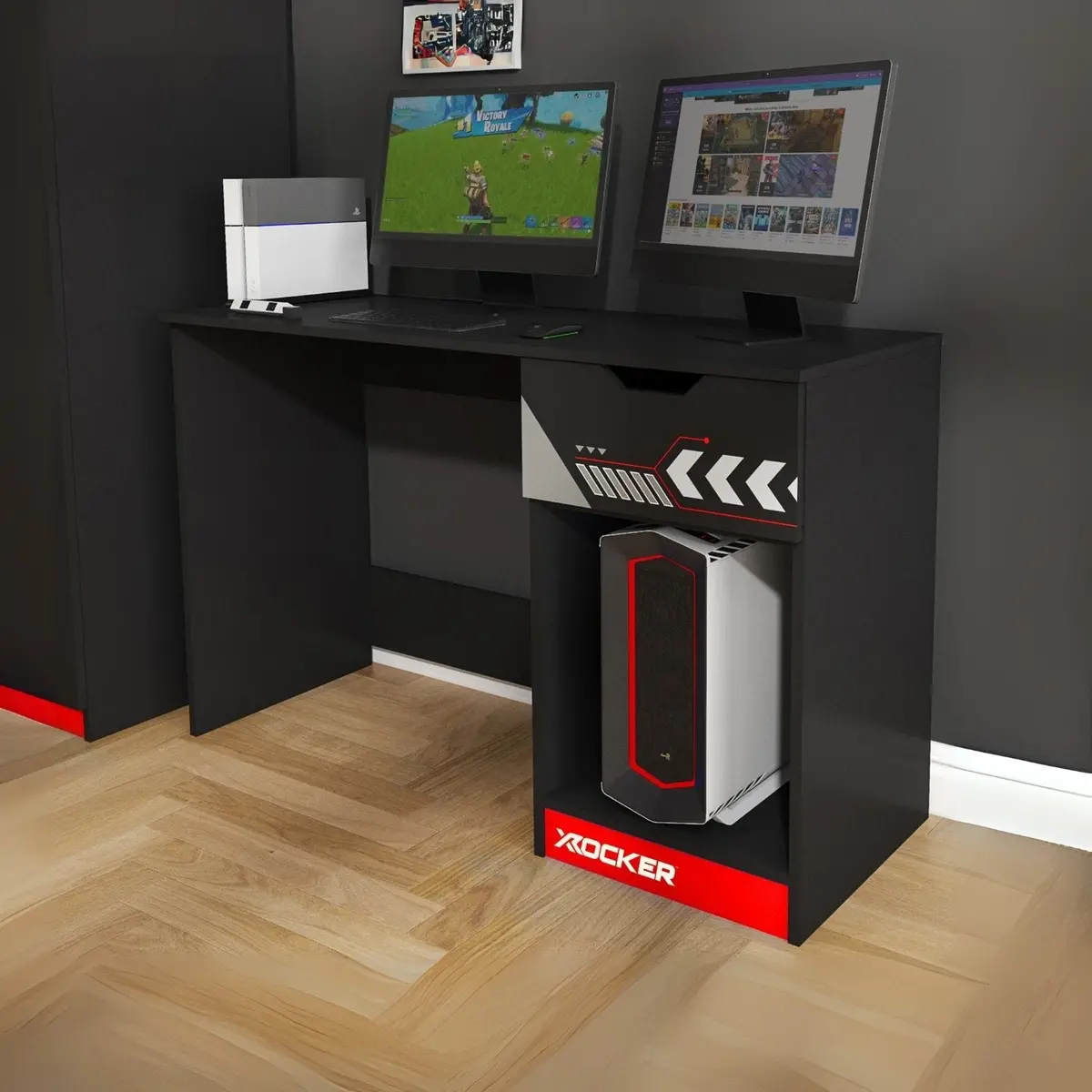 Octane 110Cm Gaming Desk With Drawer - Red 1