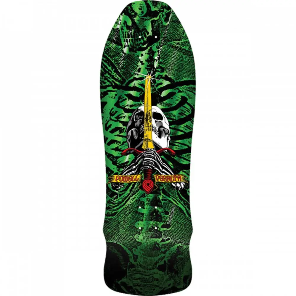 Powell Peralta Geegah Skull & Sword 9.75" Green Skateboard Deck 1