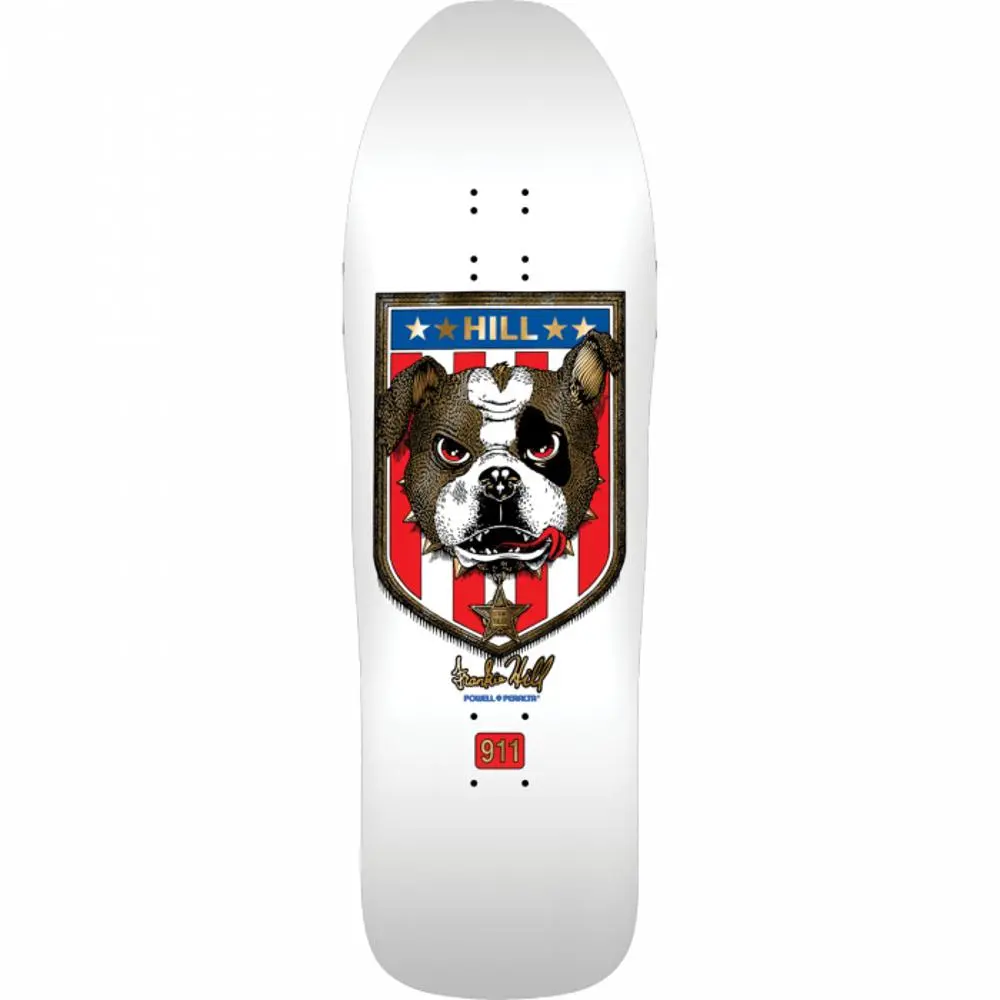 Powell Peralta Hill Bulldog White/Gold Foil 10" Skateboard Deck 1