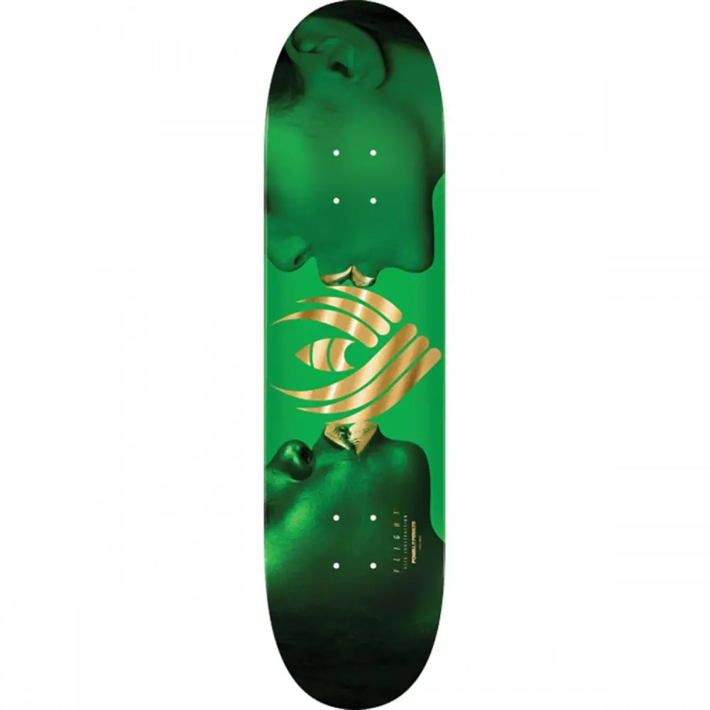 Powell Peralta Kiss 8.5" Green/Gold Foil Flight Skateboard Deck 1
