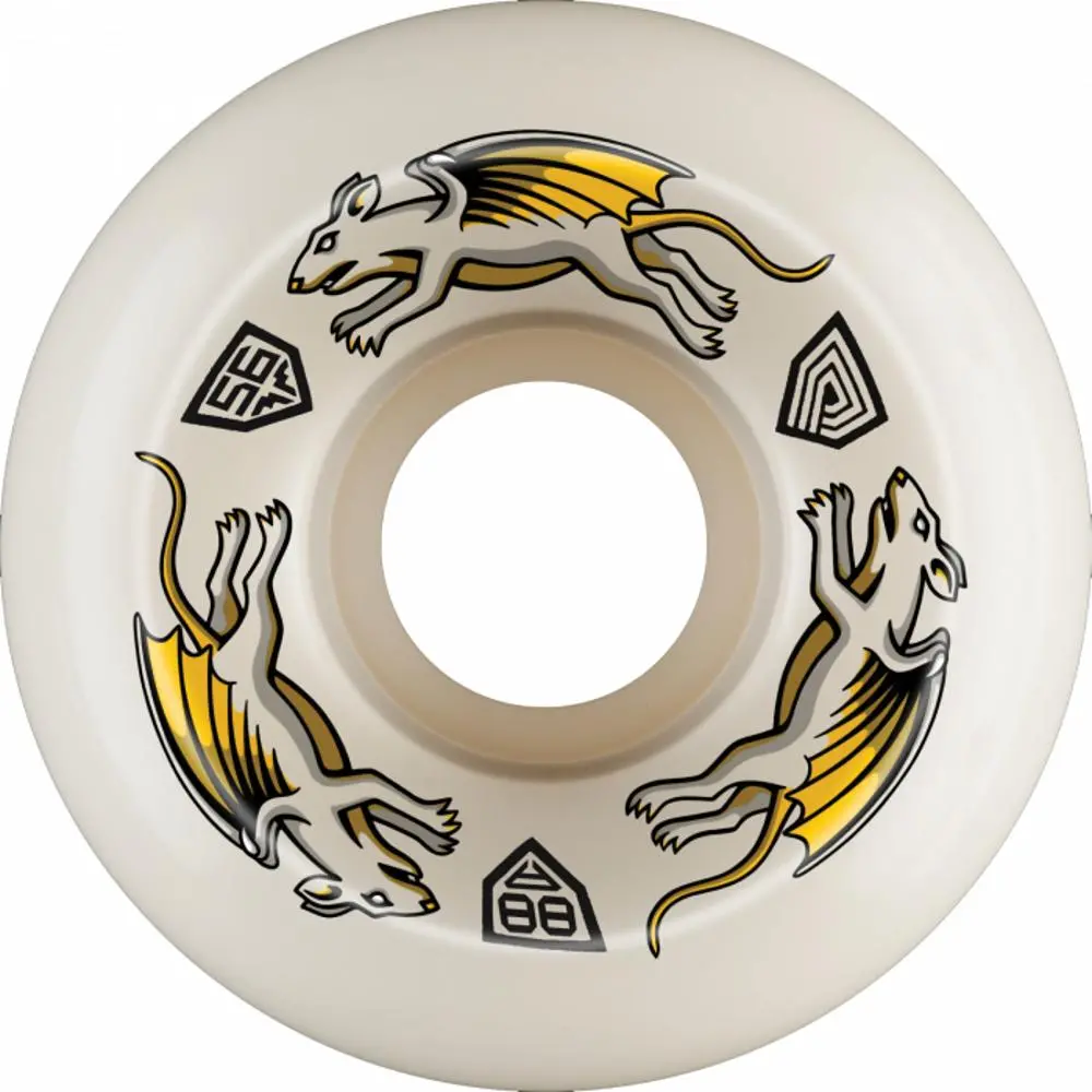 Powell Peralta Nano Rat 56Mm 88A Off White/Yellow Skateboard Wheels 1