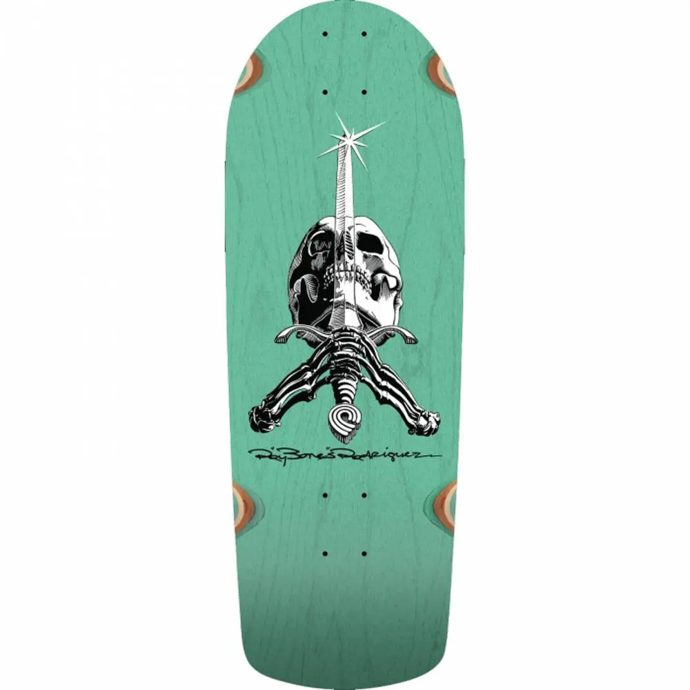 Powell Peralta Rodriguez Snub Skull/Sword 10" Teal Skateboard Deck 1