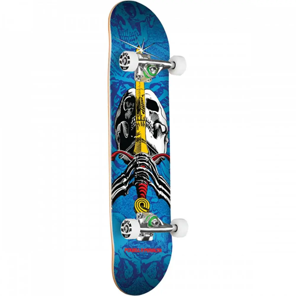 Powell Peralta Skull And Sword 7.5" Blue Skateboard 1