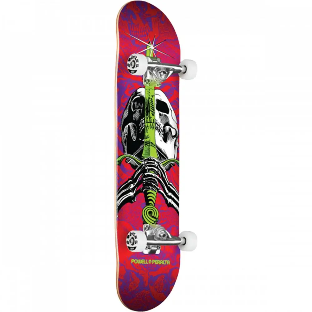 Powell Peralta Skull And Sword 8.0" Red/Purple Skateboard 1
