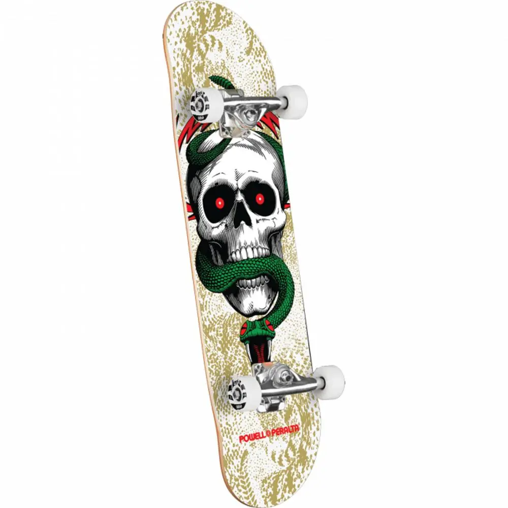 Powell Peralta Skull & Snake 7.75" White/Metallic Gold Skateboard 1