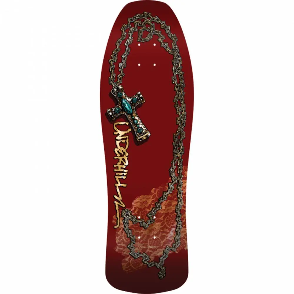 Powell Peralta Underhill Cross 9.9" Burgundy/Gold Skateboard Deck 1
