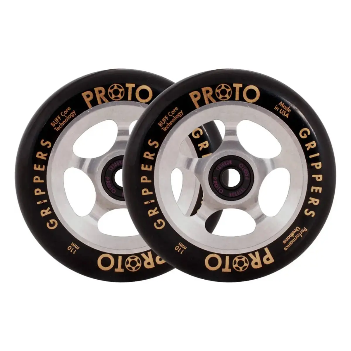 Proto Gripper Spoked Wheels - 110Mm - Black On Raw 1