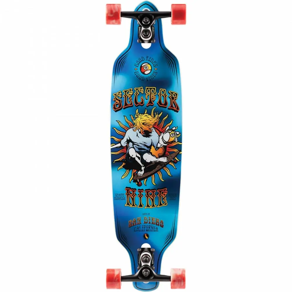 Sector 9 Mini Fractal Blue 34" Sidewinder Surfskate Longboard 1