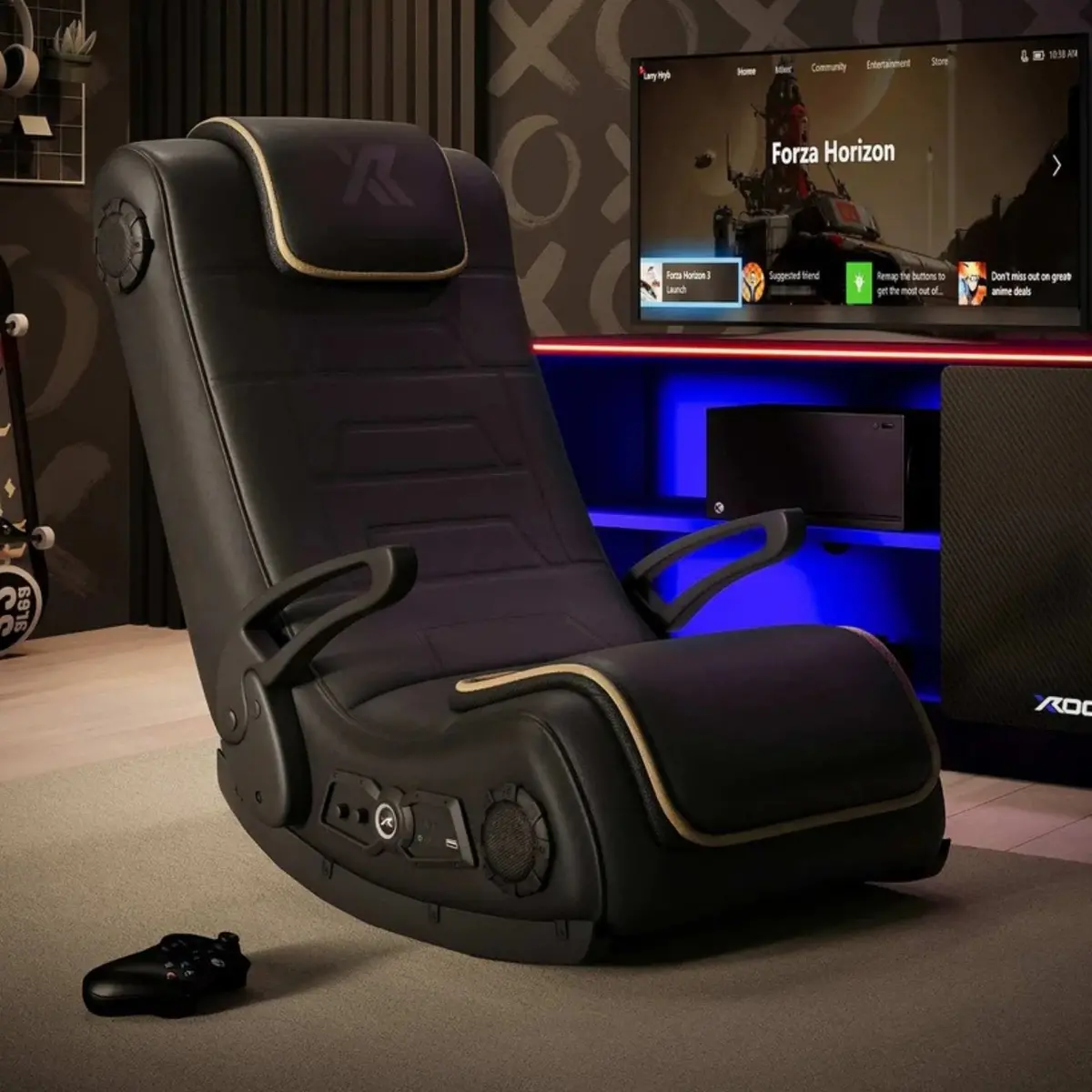 Sentinel 4.1 Audio Floor Rocker Gaming Chair - Black / Gold 1