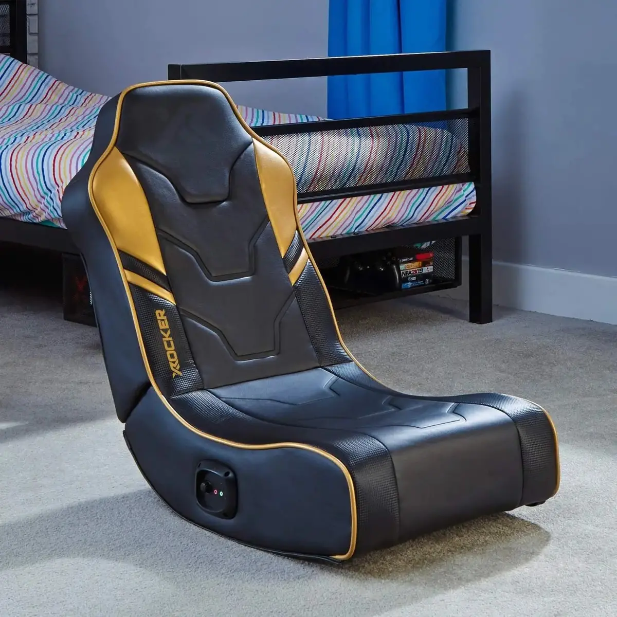 Shadow 2.0 Audio Floor Rocker Gaming Chair For Kids - Black / Gold 1