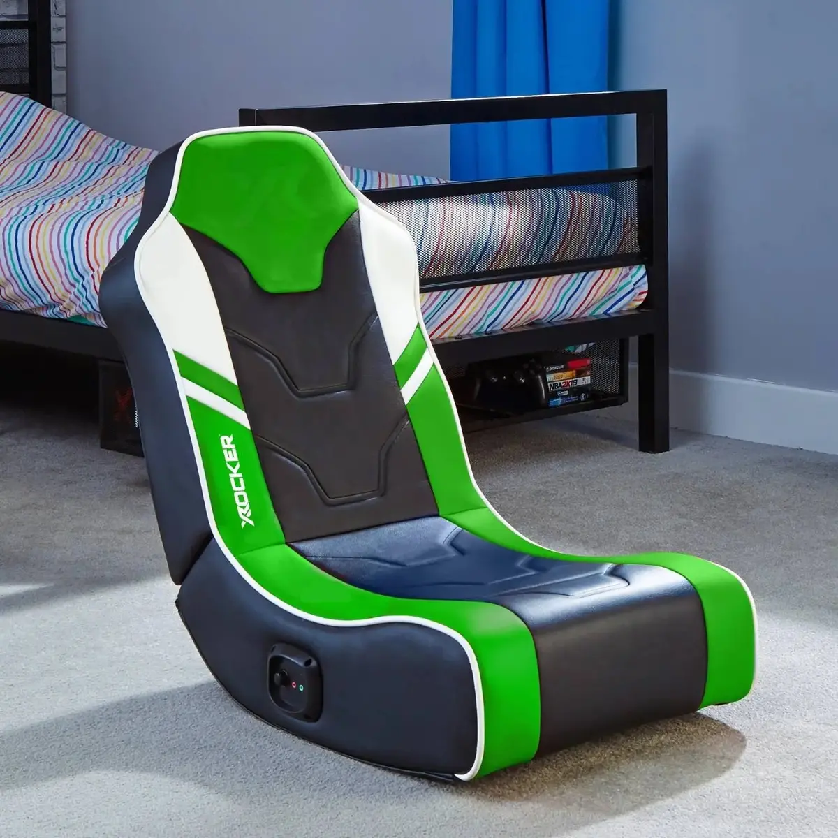 Shadow 2.0 Audio Floor Rocker Gaming Chair For Kids - Green / Black 1