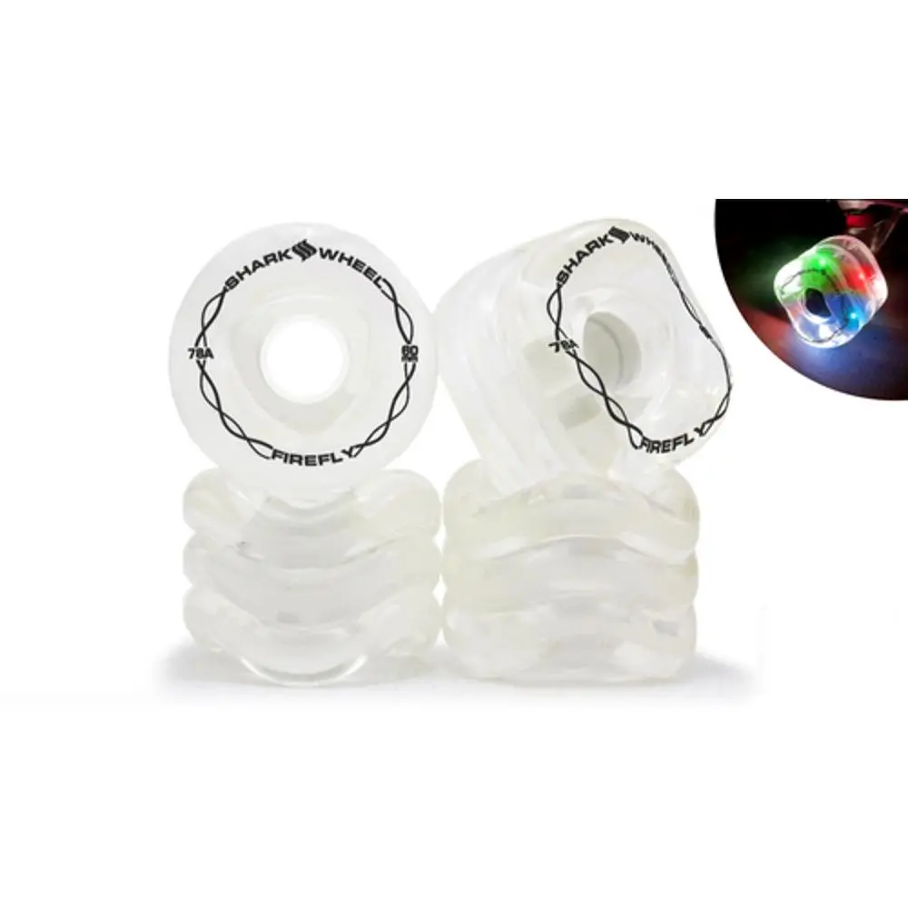 Shark Wheel 60Mm/78A Firefly - Clear With Multi-Color Lights Skateboard Wheels 1