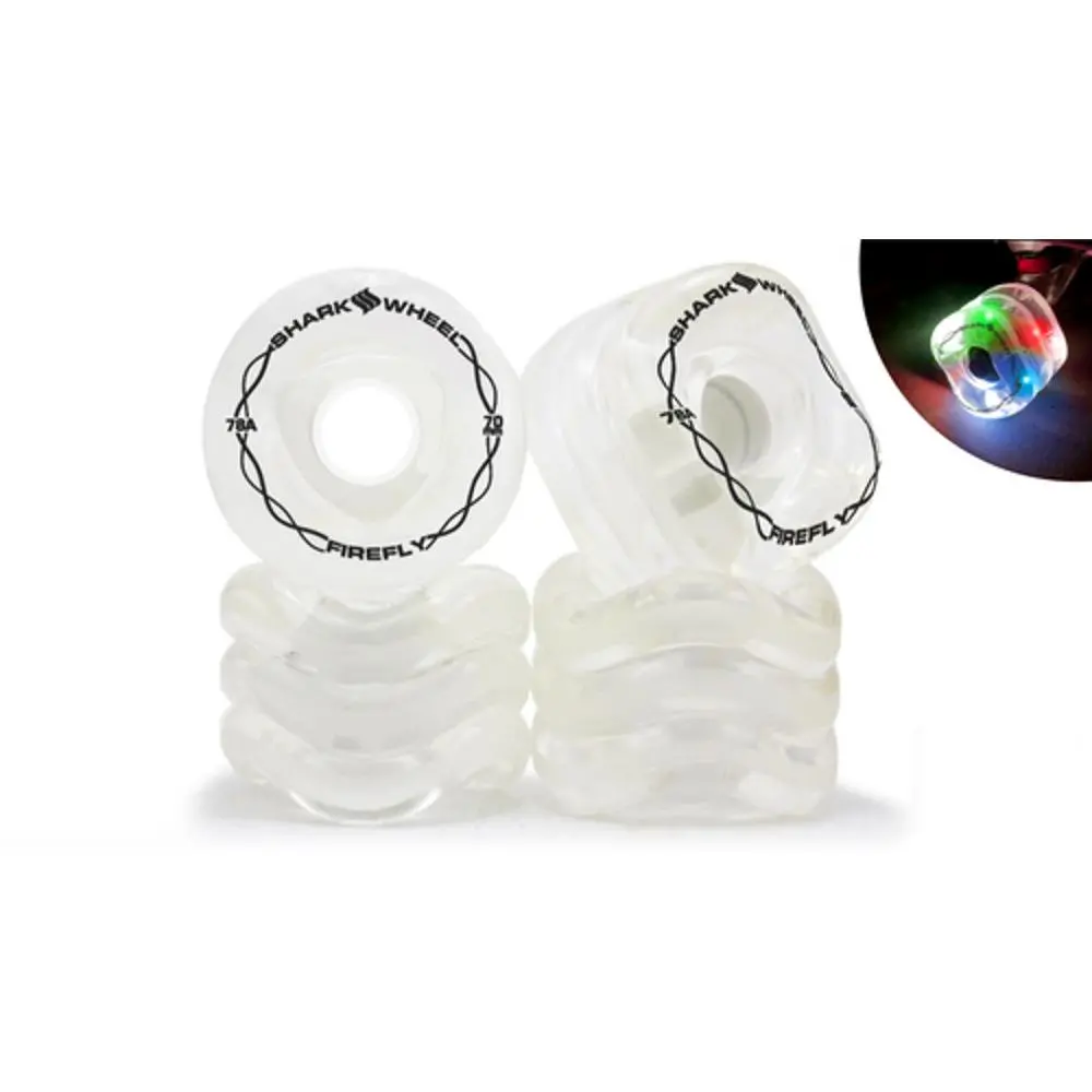 Shark Wheel 70Mm/78A Firefly - Clear With Multi-Color Lights Longboard Wheels 1