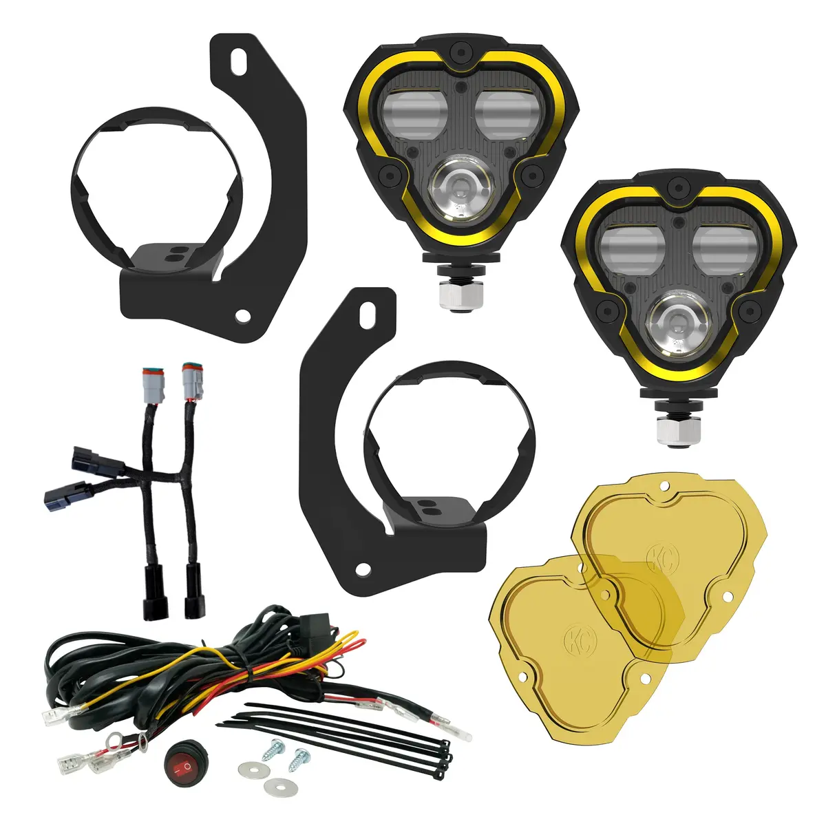 Kc Flex Era 3 Led Dm Sae Fog 2-Light Mstr Kit 10-24 Jeep Jk Jl Jt Winch Bumper 1