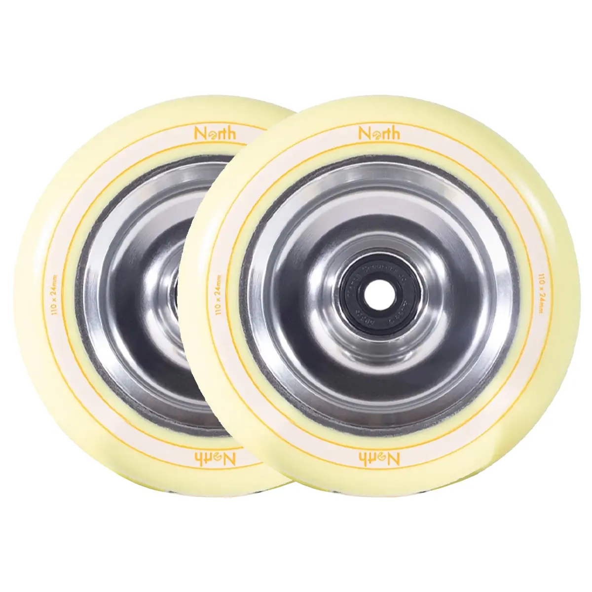 North Fullcore Scooter Wheel - 110Mm - Cream / Silver - Pair 1